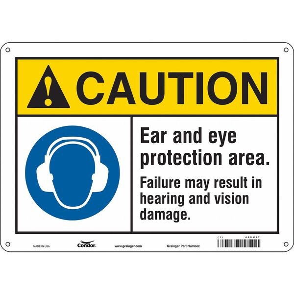 Safety Sign, 10 in Height, 14 in Width, Aluminum, Horizontal Rectangle, English, 468M17