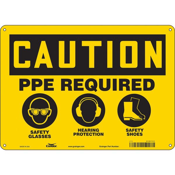 Safety Sign, 10 in Height, 14 in Width, Aluminum, Horizontal Rectangle, English, 468P36