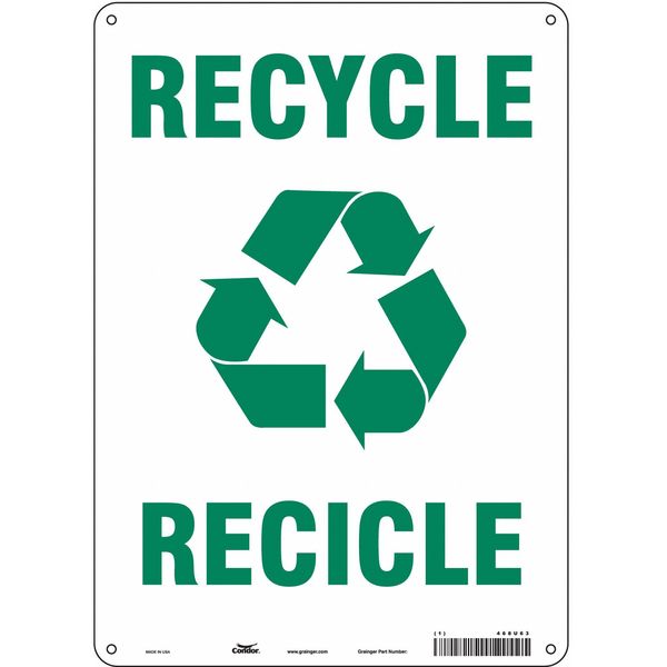 Safety Sign, 14 in Height, 10 in Width, Aluminum, Vertical Rectangle, English, Spanish, 468U63