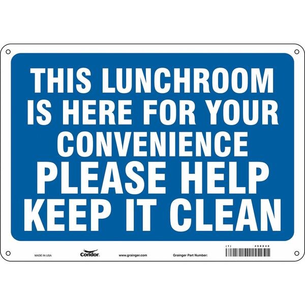 Safety Sign, 10 in Height, 14 in Width, Aluminum, Horizontal Rectangle, English, 468X46