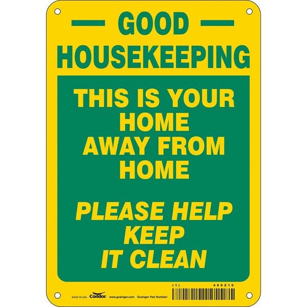 Safety Sign, 10 in Height, 7 in Width, Aluminum, Horizontal Rectangle, English, 468Z10