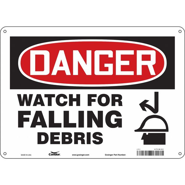 Safety Sign, 10 in Height, 14 in Width, Aluminum, Horizontal Rectangle, English, 479G22