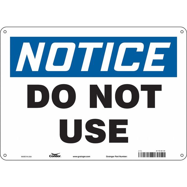 Safety Sign, 10 in Height, 14 in Width, Aluminum, Horizontal Rectangle, English, 479G58
