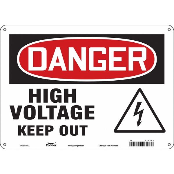 Safety Sign, 10 in Height, 14 in Width, Aluminum, Horizontal Rectangle, English, 479T83