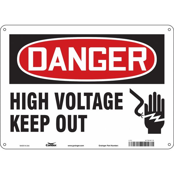 Safety Sign, 10 in Height, 14 in Width, Aluminum, Horizontal Rectangle, English, 479U15