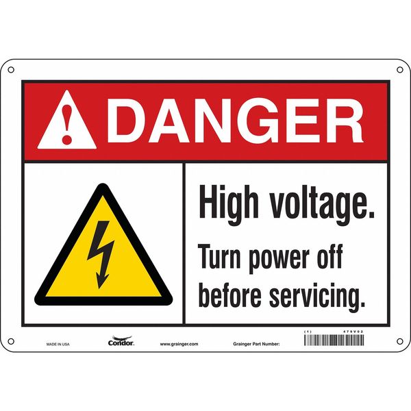 Safety Sign, 10 in Height, 14 in Width, Aluminum, Horizontal Rectangle, English, 479V02
