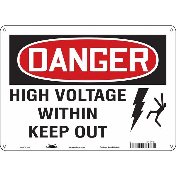 Safety Sign, 10 in Height, 14 in Width, Aluminum, Horizontal Rectangle, English, 479V58