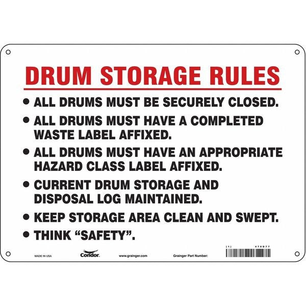 Safety Sign, 10 in Height, 14 in Width, Aluminum, Horizontal Rectangle, English, 470D77