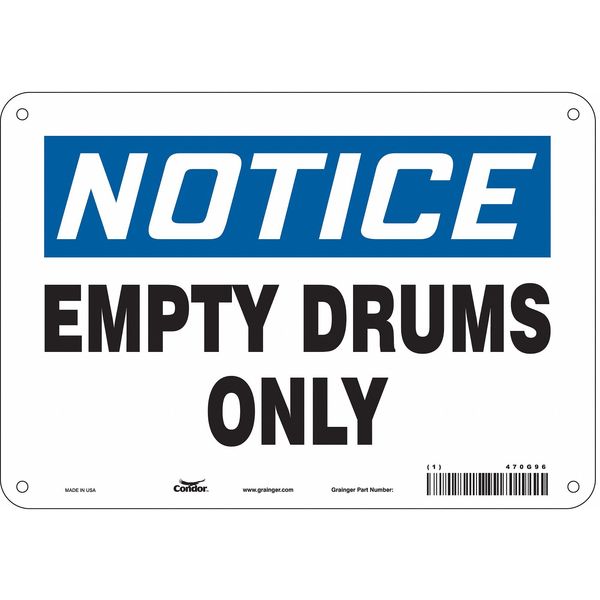 Safety Sign, 7 in Height, 10 in Width, Aluminum, Vertical Rectangle, English, 470G96