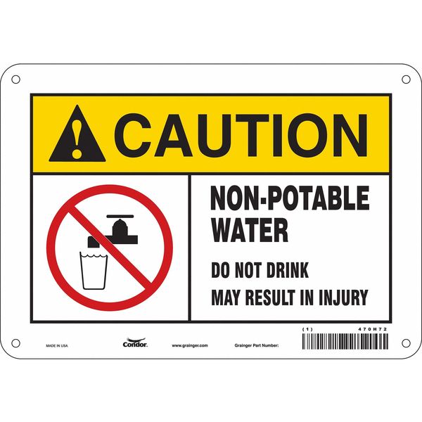 Safety Sign, 7 in Height, 10 in Width, Aluminum, Vertical Rectangle, English, 470H72