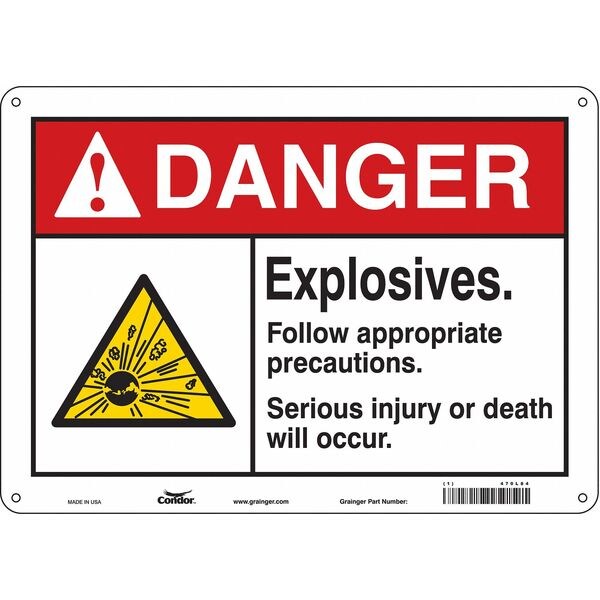 Safety Sign, 10 in Height, 14 in Width, Aluminum, Horizontal Rectangle, English, 470L84
