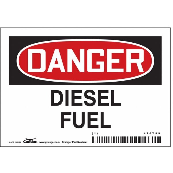 Safety Sign, 3 1/2 in Height, 5 in Width, Vinyl, Horizontal Rectangle, English, 470T99