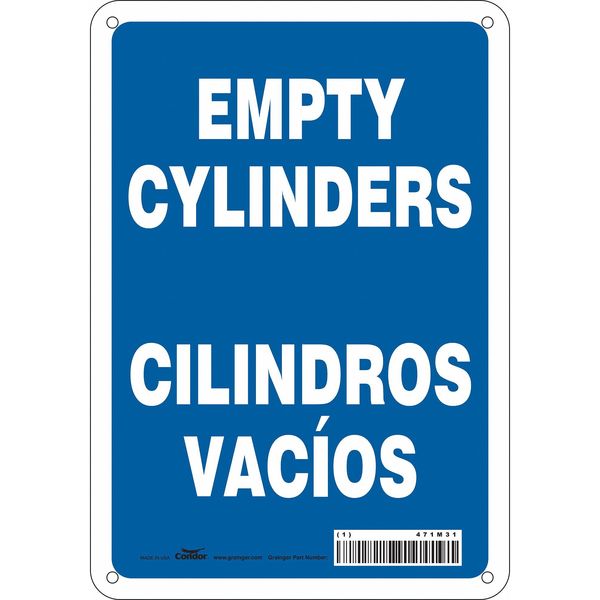 Safety Sign, 10 in Height, 7 in Width, Aluminum, Horizontal Rectangle, English, Spanish, 471M31