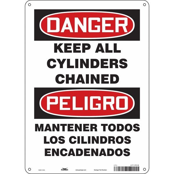Safety Sign, 14 in Height, 10 in Width, Aluminum, Vertical Rectangle, English, Spanish, 471P96
