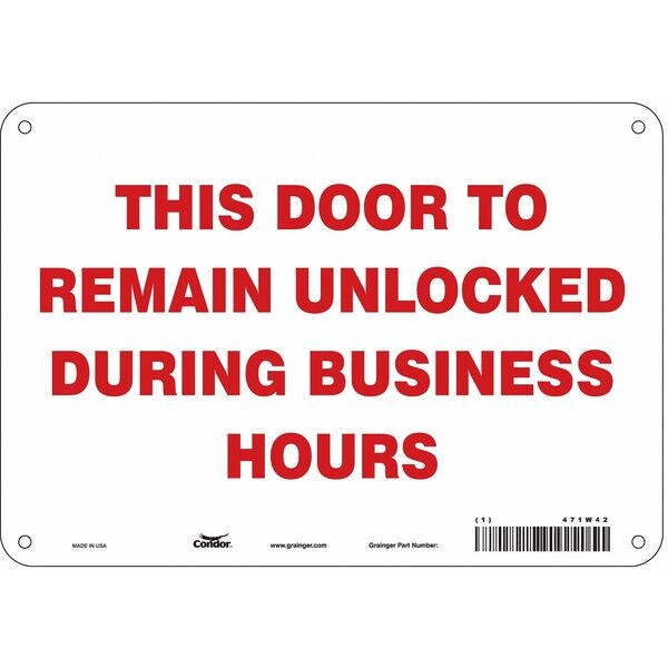 Safety Sign, 7 in Height, 10 in Width, Fiberglass, Vertical Rectangle, English, 471W42