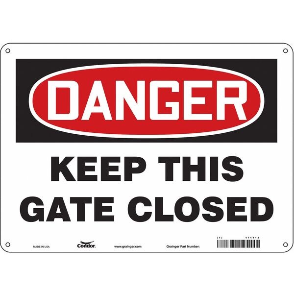 Safety Sign, 10 in Height, 14 in Width, Aluminum, Horizontal Rectangle, English, 471Y13