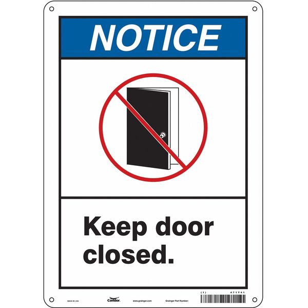 Safety Sign, 14 in Height, 10 in Width, Aluminum, Vertical Rectangle, English, 471Y41