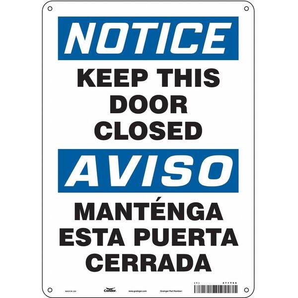 Safety Sign, 14 in Height, 10 in Width, Aluminum, Vertical Rectangle, English, Spanish, 471Y66