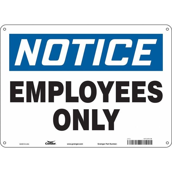 Safety Sign, 10 in Height, 14 in Width, Aluminum, Horizontal Rectangle, English, 472F48