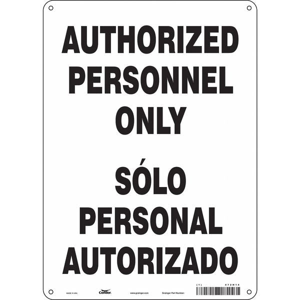Safety Sign, 14 in H, 10 in W, Aluminum, Vertical Rectangle, English, Spanish, 472H14