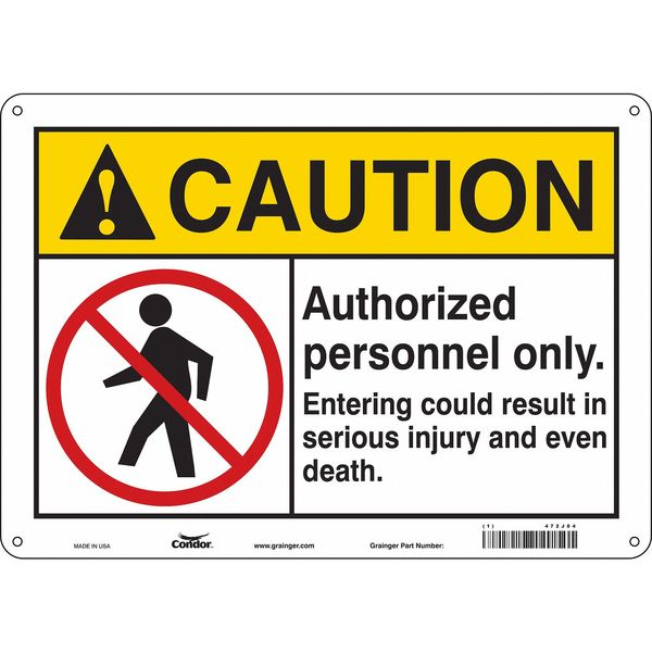Safety Sign, 10 in Height, 14 in Width, Aluminum, Horizontal Rectangle, English, 472J84