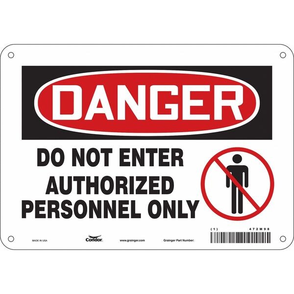 Safety Sign, 7 in Height, 10 in Width, Aluminum, Vertical Rectangle, English, 472M98
