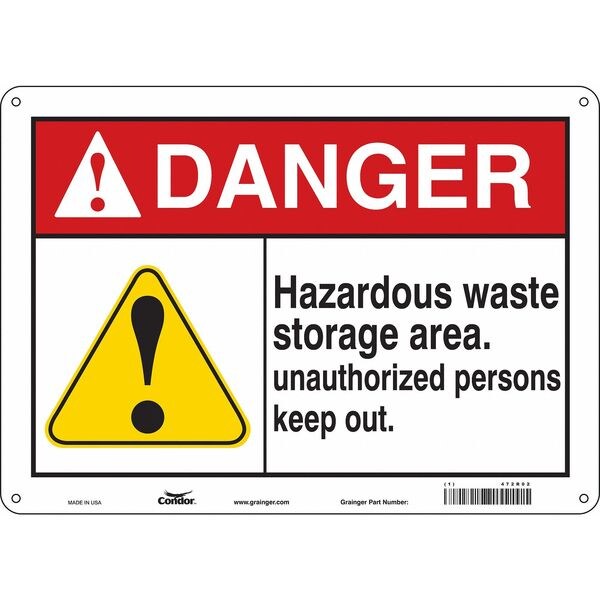Safety Sign, 10 in Height, 14 in Width, Aluminum, Horizontal Rectangle, English, 472R02