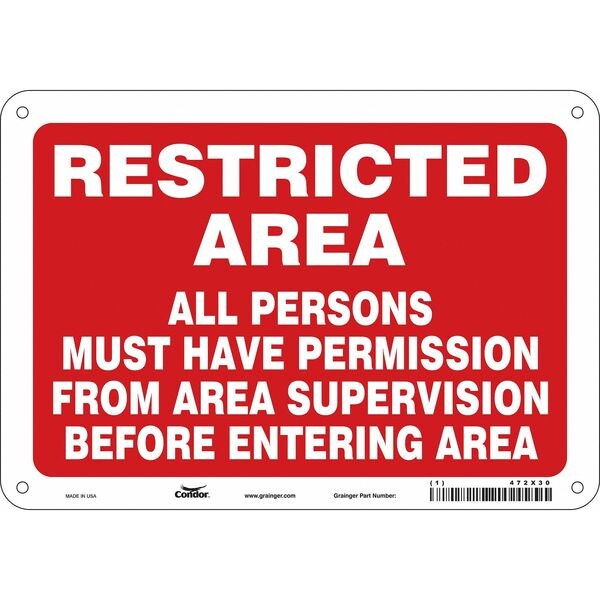 Safety Sign, 7 in Height, 10 in Width, Aluminum, Vertical Rectangle, English, 472X30