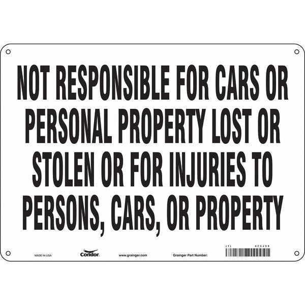 Safety Sign, 10 in Height, 14 in Width, Aluminum, Horizontal Rectangle, English, 473J55