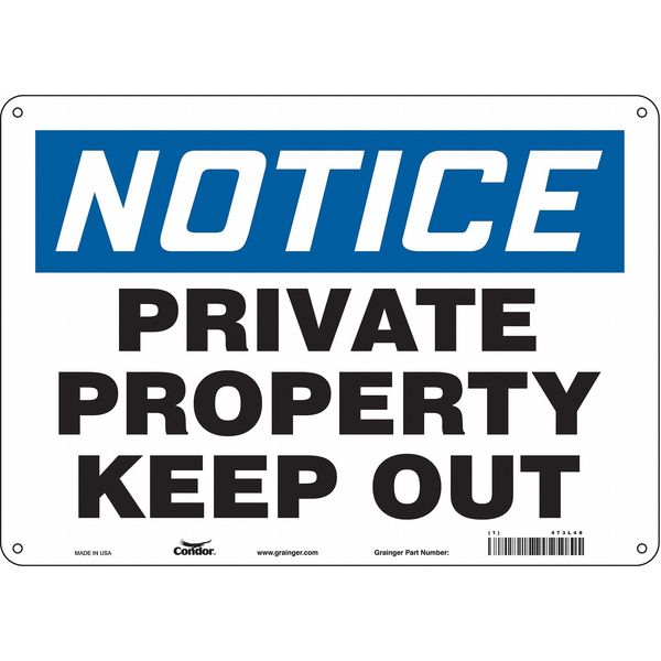 Safety Sign, 10 in Height, 14 in Width, Aluminum, Horizontal Rectangle, English, 473L48