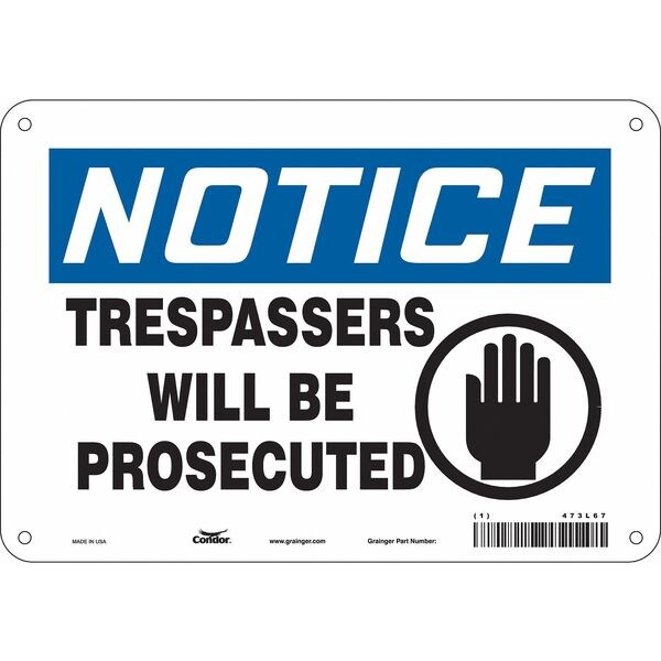 Safety Sign, 7 in Height, 10 in Width, Aluminum, Vertical Rectangle, English, 473L67