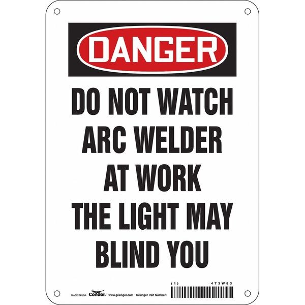 Safety Sign, 10 in Height, 7 in Width, Aluminum, Horizontal Rectangle, English, 473W83