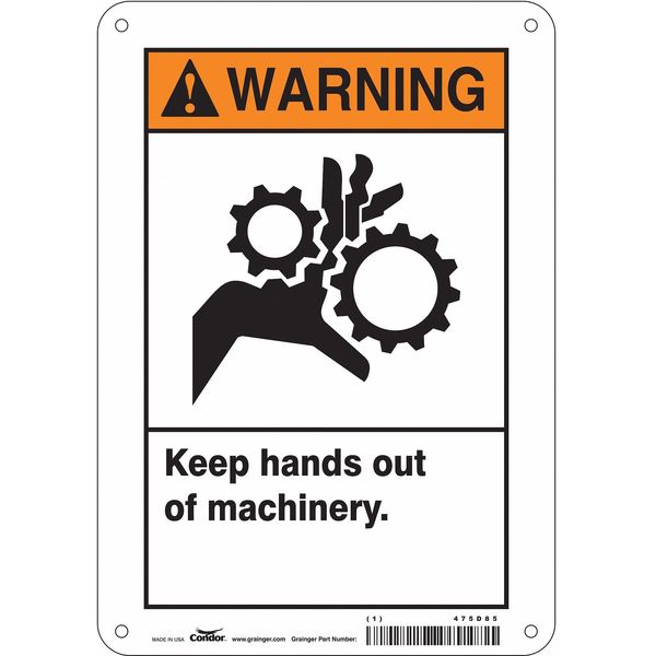 Safety Sign, 10 in Height, 7 in Width, Aluminum, Horizontal Rectangle, English, 475D85