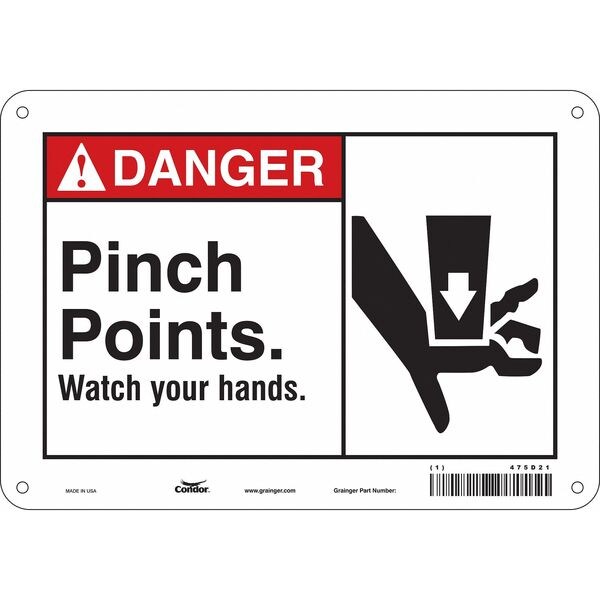 Safety Sign, 7 in Height, 10 in Width, Polyethylene, Vertical Rectangle, English, 475D21