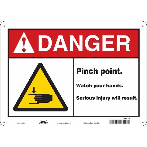 Safety Sign, 10 in Height, 14 in Width, Aluminum, Horizontal Rectangle, English, 475D40