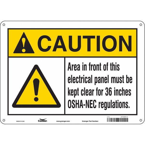 Safety Sign, 10 in Height, 14 in Width, Aluminum, Horizontal Rectangle, English, 475N11