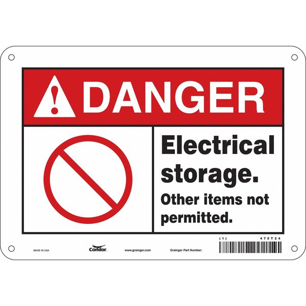 Safety Sign, 7 in Height, 10 in Width, Aluminum, Vertical Rectangle, English, 475T24