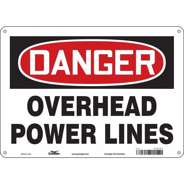 Safety Sign, 10 in Height, 14 in Width, Aluminum, Horizontal Rectangle, English, 475T57