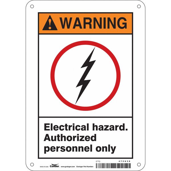 Safety Sign, 10 in Height, 7 in Width, Aluminum, Horizontal Rectangle, English, 475U38