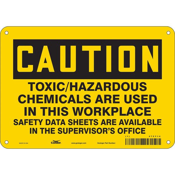 Chemical Sign, 7 in H, 10 in W, Vertical Rectangle, English, 475Y14
