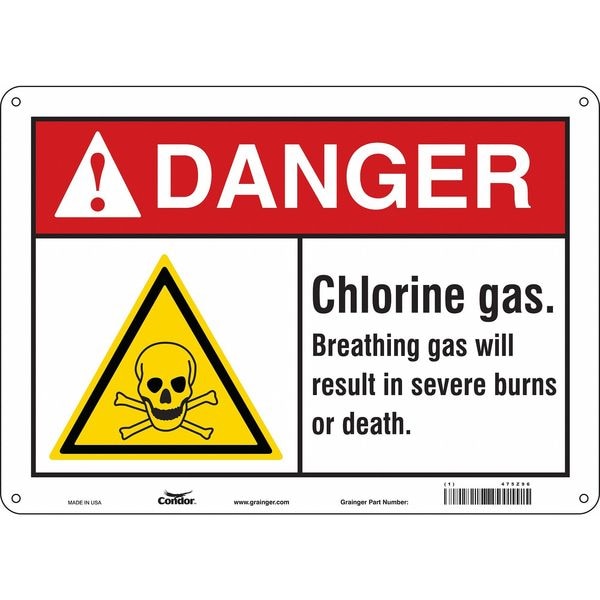 Safety Sign, 10 in Height, 14 in Width, Aluminum, Horizontal Rectangle, English, 475Z96