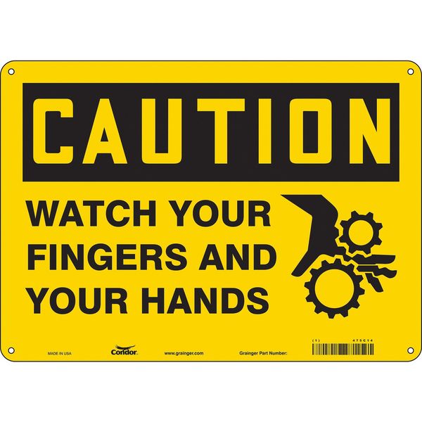 Safety Sign, 10 in Height, 14 in Width, Aluminum, Horizontal Rectangle, English, 475C14
