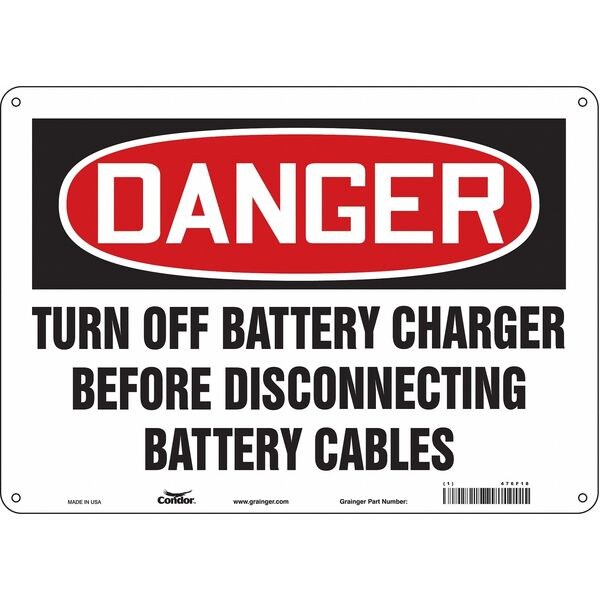 Safety Sign, 10 in Height, 14 in Width, Aluminum, Horizontal Rectangle, English, 476F18