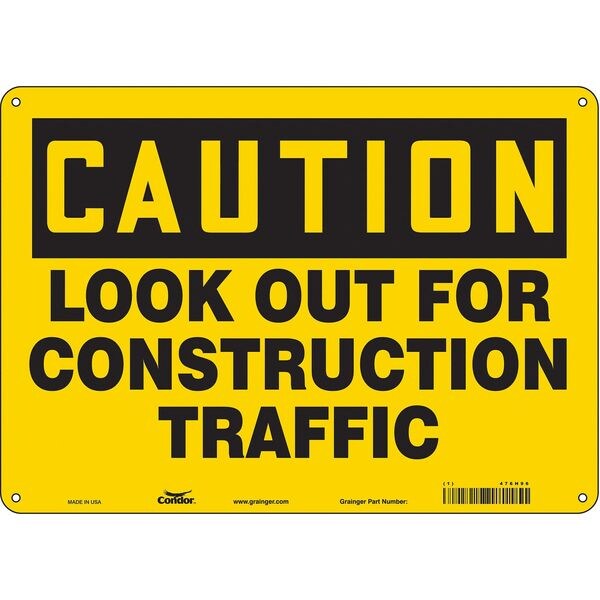 Safety Sign, 10 in Height, 14 in Width, Aluminum, Horizontal Rectangle, English, 476H96
