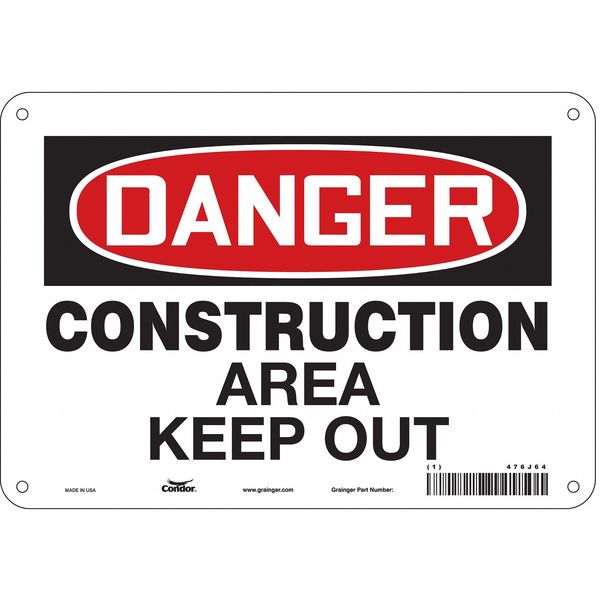 Safety Sign, 7 in Height, 10 in Width, Aluminum, Vertical Rectangle, English, 476J64