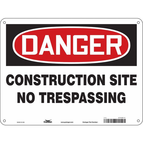 Safety Sign, 18 in H, 24 in W, Aluminum, Horizontal Rectangle, English, 476K11