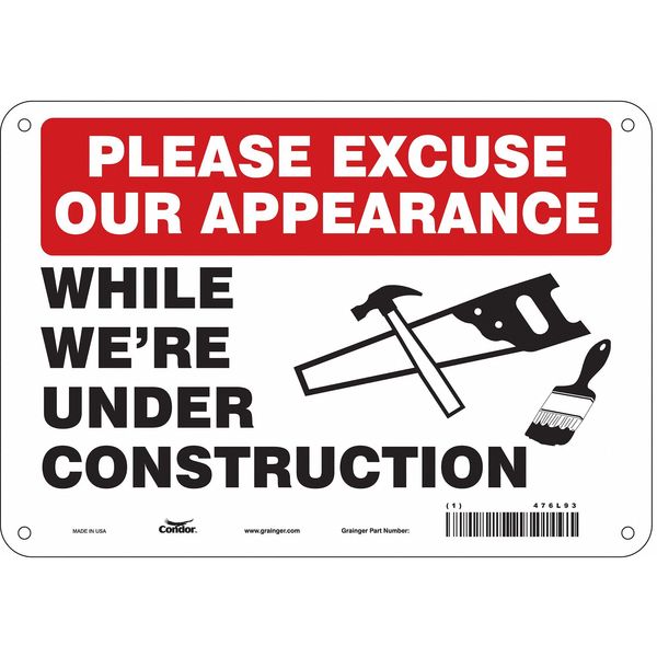 Safety Sign, 7 in Height, 10 in Width, Aluminum, Vertical Rectangle, English, 476L93