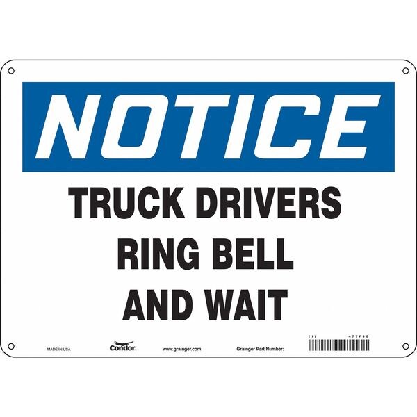 Safety Sign, 10 in Height, 14 in Width, Aluminum, Horizontal Rectangle, English, 477F30