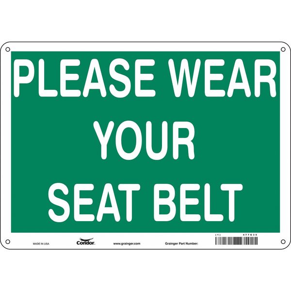 Safety Sign, 10 in Height, 14 in Width, Aluminum, Horizontal Rectangle, English, 477G35