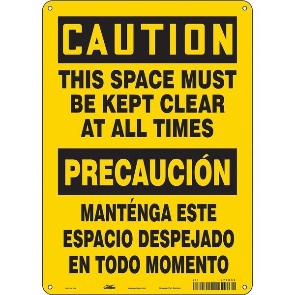 Safety Sign, 14 in Height, 10 in Width, Aluminum, Vertical Rectangle, English, Spanish, 477K36